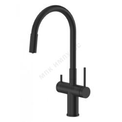 Смеситель для кухонной мойки ручка сбоку одноручный гибкий излив с каналом для питьевой воды черный Энсо Santek WH5A43127N001