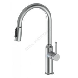 Смеситель для кухонной мойки ручка сбоку одноручный выдвижной излив с каналом для питьевой воды сатин Пуро Santek WH5A43028AP01