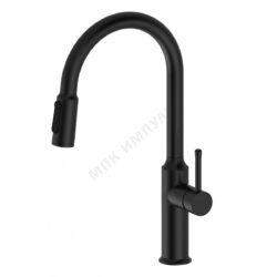 Смеситель для кухонной мойки ручка сбоку одноручный выдвижной излив с каналом для питьевой воды черный Пуро Santek WH5A43028N001