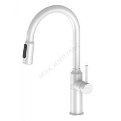Смеситель для кухонной мойки ручка сбоку одноручный выдвижной излив с каналом для питьевой воды белый Пуро Santek WH5A43028B001
