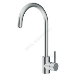 Смеситель для кухонной мойки ручка сбоку одноручный излив с каналом для питьевой воды никель Merkur Damixa 400721400