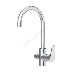 Смеситель для кухонной мойки ручка сбоку одноручный излив с каналом для питьевой воды хром Merkur Damixa 400730000