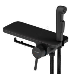 Смеситель встраиваемый для гигиенического душа одноручный с полкой и держателем туалетной бумаги черный Jupiter Damixa 773500301