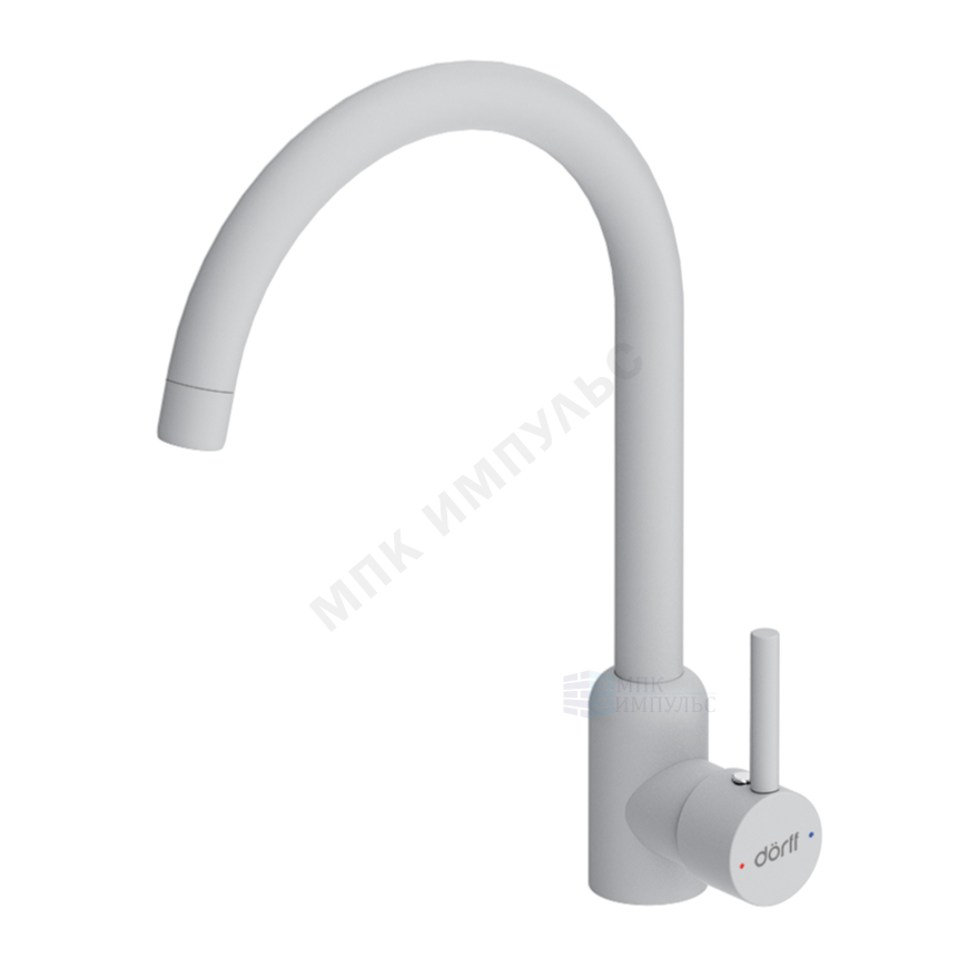 Смеситель для кухонной мойки ручка сбоку одноручный белый Logic Dorff D3007033
