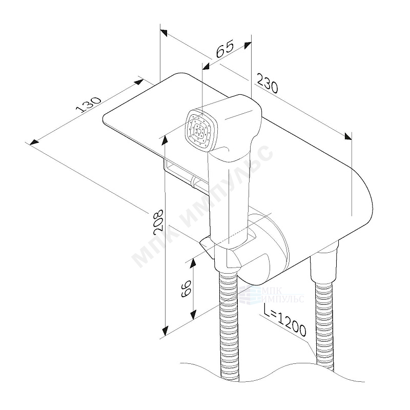 Смеситель встраиваемый для гигиенического душа одноручный с полкой и держателем туалетной бумаги черный Func AM.PM F0H8F922 — изображение 2