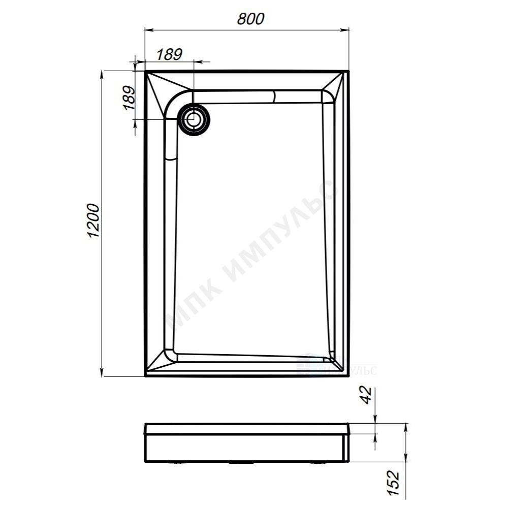 Поддон душевой акриловый прямоугольный Gem 1200х800х150 белый AM.PM W90T-404-12080W — изображение 2