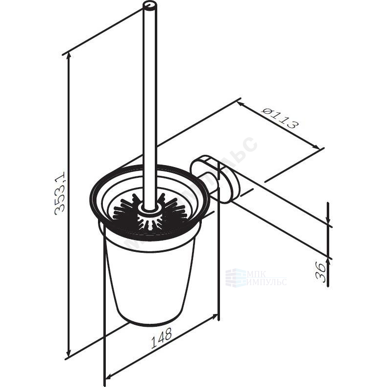 Ершик для унитаза с держателем Sense L хром AM.PM A7433300 — изображение 2