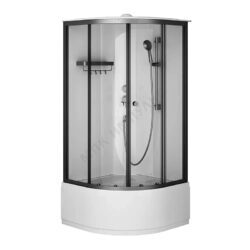 Кабина душевая X-Joy 900х900х2060 мм высокий поддон четверть круга прозрачное стекло алюминиевый профиль