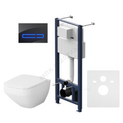 Комплект 4 в 1 инсталляция + кнопка смыва черная + унитаз подвесной сиденье дюропласт микролифт белый Inspire V2.0 AM.PM IS450A38.50A1700