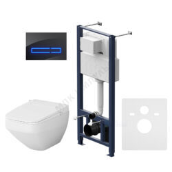 Комплект 4 в 1 инсталляция + кнопка смыва черная + унитаз подвесной сиденье дюропласт микролифт белый Inspire V2.0 AM.PM IS450A38.CCC50A