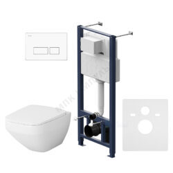 Комплект 4 в 1 инсталляция + кнопка смыва белая + унитаз подвесной сиденье дюропласт микролифт белый Inspire V2.0 AM.PM IS47001.50A1700