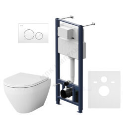 Комплект 4 в 1 инсталляция + кнопка смыва белая + унитаз подвесной сиденье дюропласт микролифт белый Spirit V2.0 AM.PM IS49001.701700