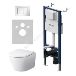 Комплект 4 в 1 инсталляция + кнопка смыва белая + унитаз подвесной сиденье дюропласт микролифт белый Sense AM.PM IS90201.741701