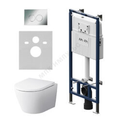 Комплект 4 в 1 инсталляция + кнопка смыва хром + унитаз подвесной сиденье дюропласт микролифт белый Sense AM.PM IS100151.741701