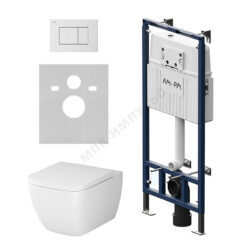 Комплект 4 в 1 инсталляция + кнопка смыва белая + унитаз подвесной сиденье дюропласт микролифт белый Sense AM.PM IS100201.901701