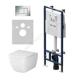 Комплект 4 в 1 инсталляция + кнопка смыва хром + унитаз подвесной сиденье дюропласт микролифт белый Gem AM.PM IS100251.901701