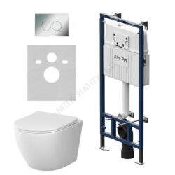 Комплект 4 в 1 инсталляция + кнопка смыва хром + унитаз подвесной сиденье дюропласт микролифт белый Like AM.PM IS100151.801900