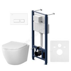 Комплект 4 в 1 инсталляция + кнопка смыва белая + унитаз подвесной сиденье дюропласт микролифт белый Like AM.PM IS47001.801900