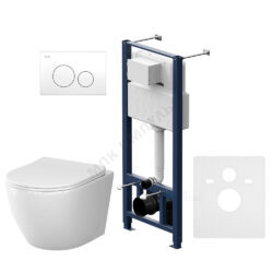 Комплект 4 в 1 инсталляция + кнопка смыва белая + унитаз подвесной сиденье дюропласт микролифт белый Like AM.PM IS49001.801900