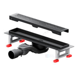 Лоток душевой с гидрозатвором+механический сухой затвор Дн 40/50 394х63мм решетка нержавеющая сталь