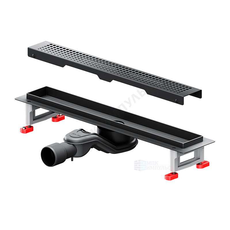 Лоток душевой с гидрозатвором+механический сухой затвор Дн 40/50 494х63мм решетка нержавеющая сталь
