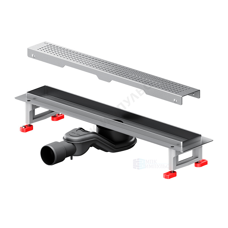 Лоток душевой с гидрозатвором+механический сухой затвор Дн 40/50 494х63мм решетка нержавеющая сталь матовая горизонтальный выпуск MasterFlow AM.PM W01SC-P11-050-01SB