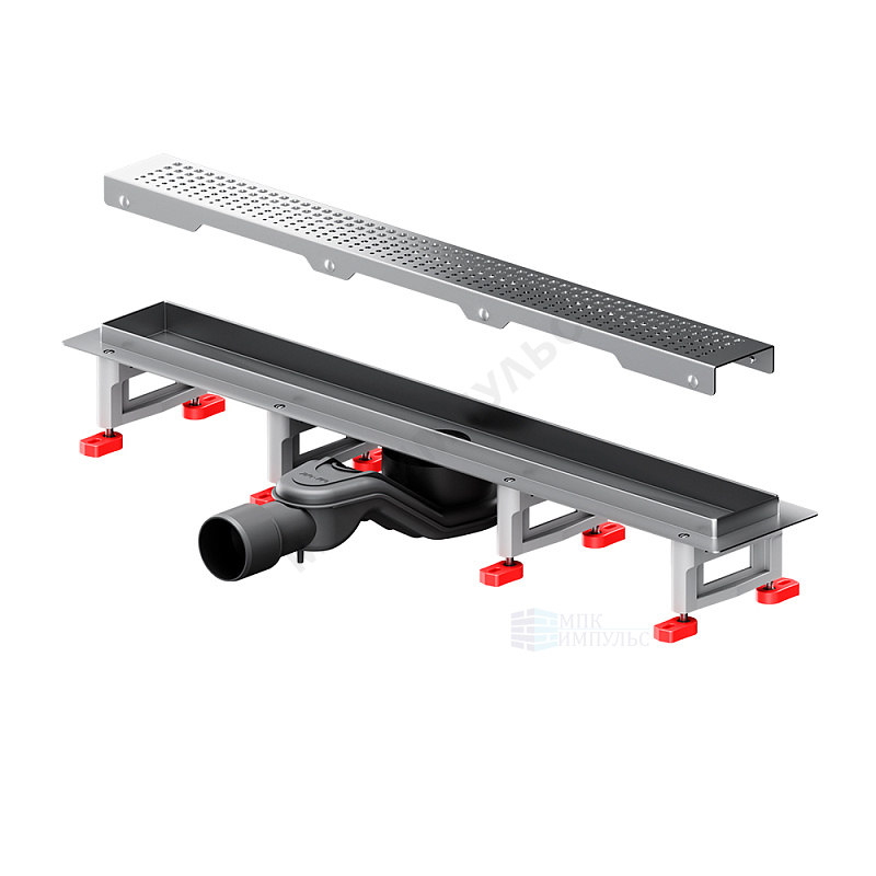 Лоток душевой с гидрозатвором+механический сухой затвор Дн 40/50 594х63мм решетка нержавеющая сталь матовая горизонтальный выпуск MasterFlow AM.PM W01SC-P11-060-01SB