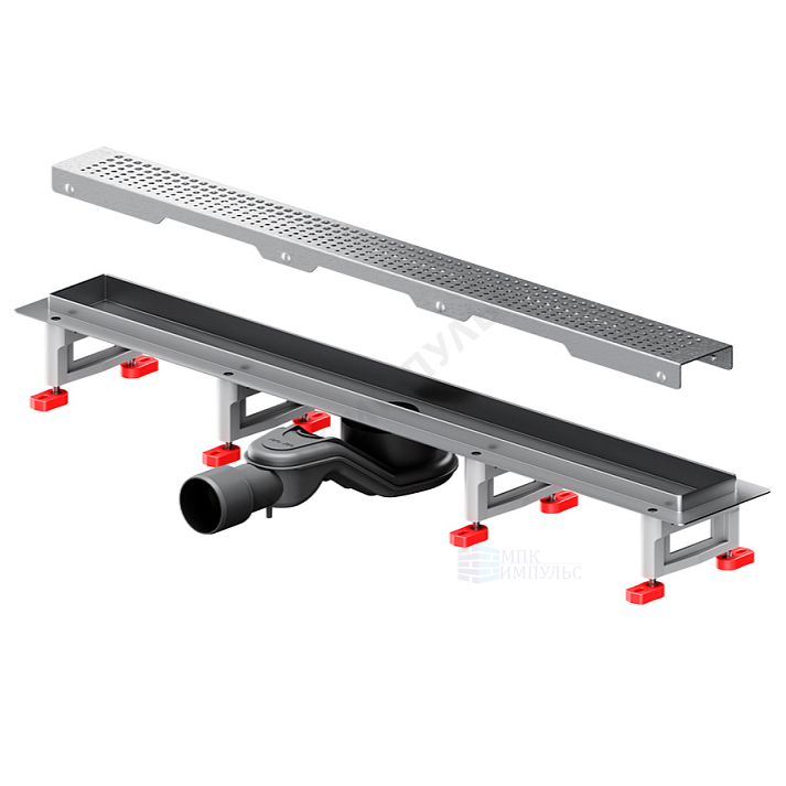 Лоток душевой с гидрозатвором+механический сухой затвор Дн 40/50 694х63мм решетка нержавеющая сталь матовая горизонтальный выпуск MasterFlow AM.PM W01SC-P11-070-01SB
