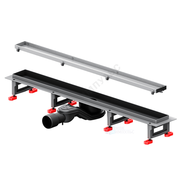 Лоток душевой с гидрозатвором+механический сухой затвор Дн 40/50 686х54мм решетка нержавеющая сталь