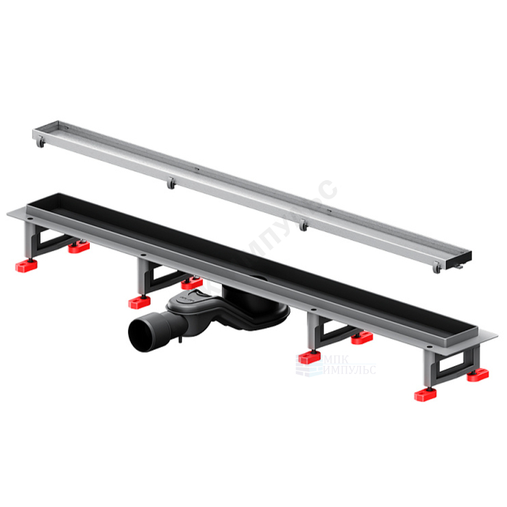 Лоток душевой с гидрозатвором+механический сухой затвор Дн 40/50 786х54мм решетка нержавеющая сталь