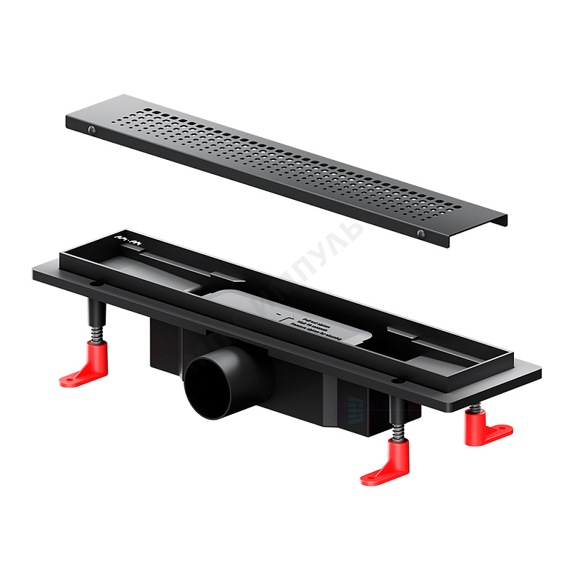 Лоток душевой с гидрозатвором+механический сухой затвор Дн 50 399х67мм решетка нержавеющая сталь