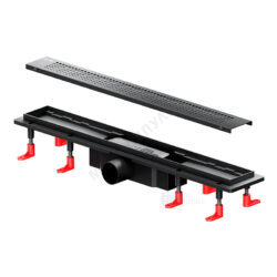 Лоток душевой с гидрозатвором+механический сухой затвор Дн 50 594х67мм решетка нержавеющая сталь