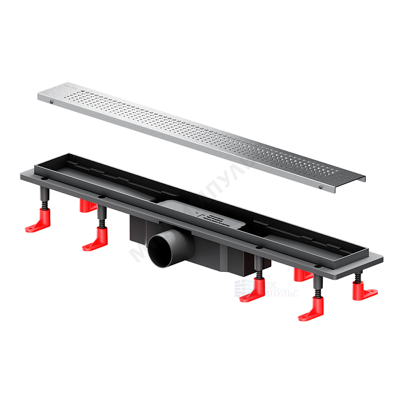Лоток душевой с гидрозатвором+механический сухой затвор Дн 50 594х67мм решетка нержавеющая сталь матовая горизонтальный выпуск PrimeFlow AM.PM W02SC-P11-060-01SB