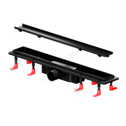 Лоток душевой с гидрозатвором+механический сухой затвор Дн 50 594х59мм решетка нержавеющая сталь