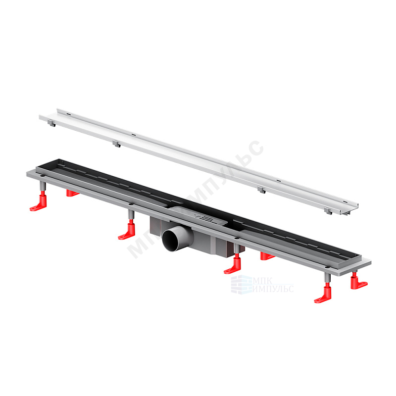 Лоток душевой с гидрозатвором+механический сухой затвор Дн 50 894х59мм решетка нержавеющая сталь