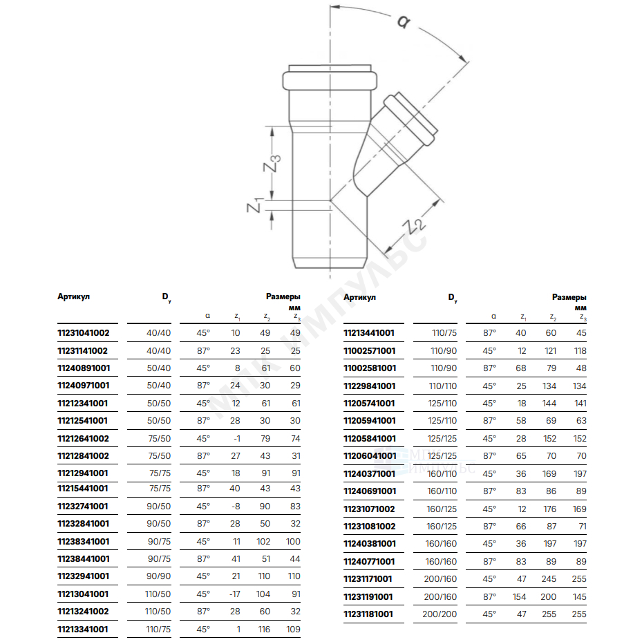 Тройник PP-H переходной бесшумный белый RAUPIANO PLUS Дн 110х50х87гр б/нап в/к Rehau 11213241002 — изображение 2