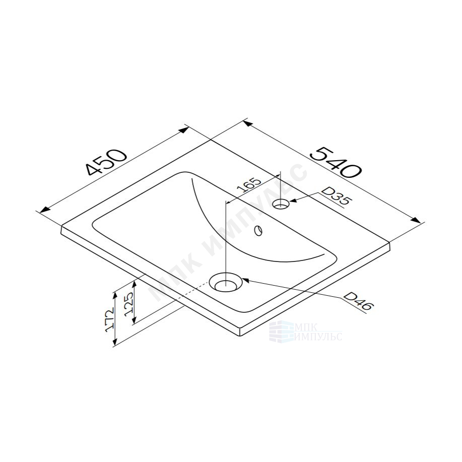 Умывальник мебельный X-Joy 55 1 отверстие под смеситель по центру белый AM.PM M85AWCC0552WG64 — изображение 2