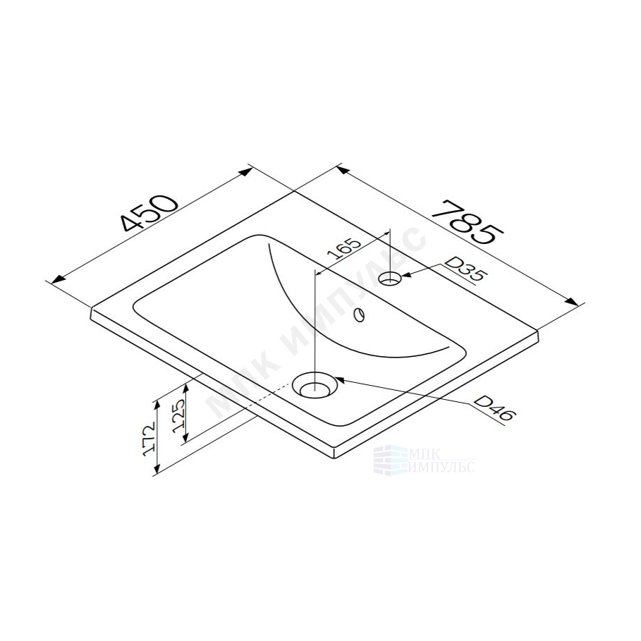 Умывальник мебельный X-Joy 80 1 отверстие под смеситель по центру белый AM.PM M85AWCC0802WG64 — изображение 2