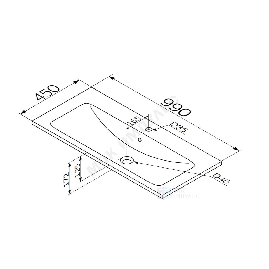 Умывальник мебельный X-Joy 100 1 отверстие под смеситель по центру белый AM.PM M85AWCC1002WG64 — изображение 2