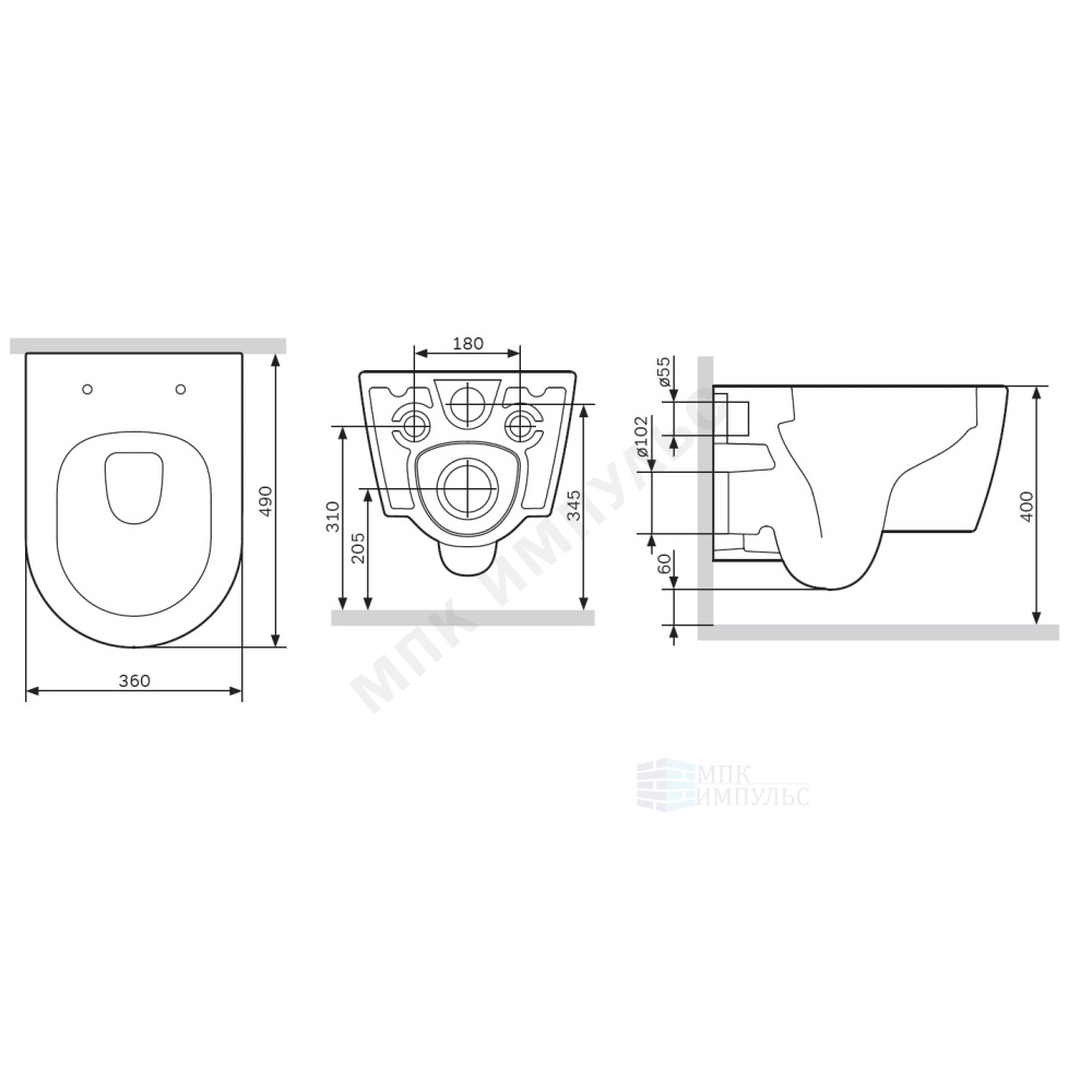 Унитаз подвесной горизонтальный выпуск с сиденьем дюропласт микролифт белый Func AM.PM C8F1700SC — изображение 2