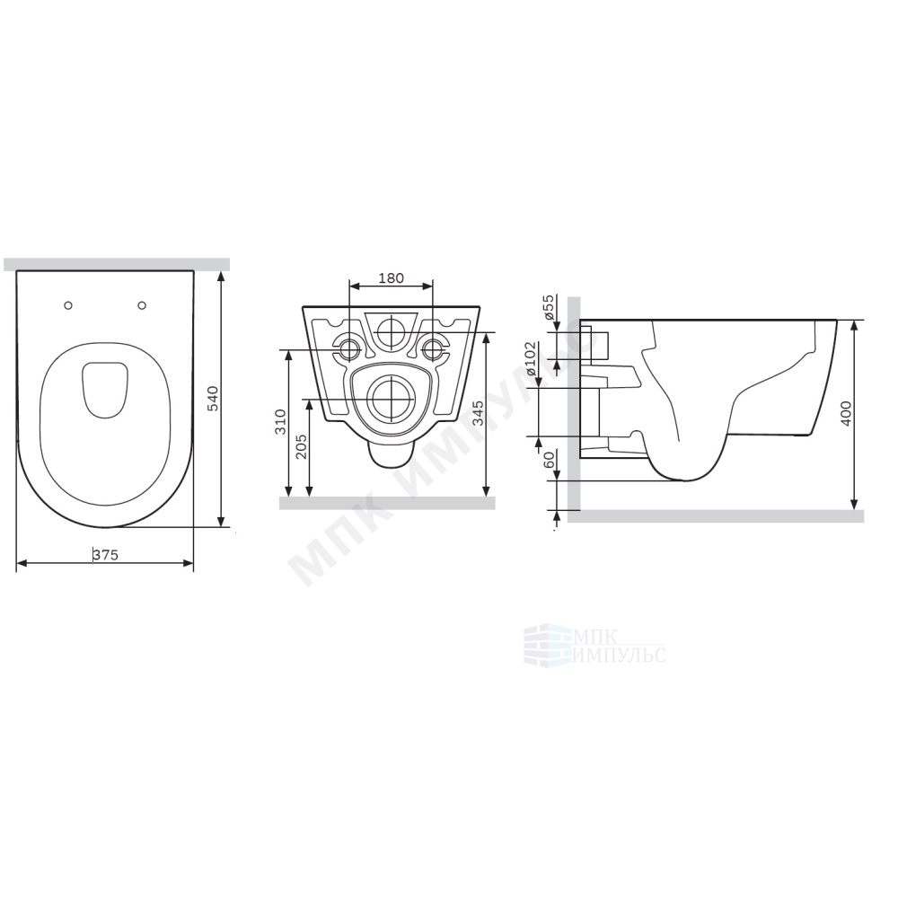 Унитаз подвесной горизонтальный выпуск с сиденьем дюропласт микролифт белый Func AM.PM C8F1701SC — изображение 2