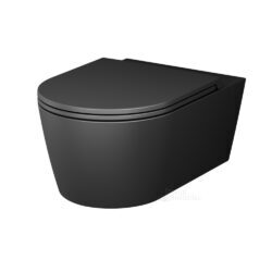 Унитаз подвесной горизонтальный выпуск с сиденьем дюропласт микролифт черный матовый Func AM.PM C8F1701MBSC