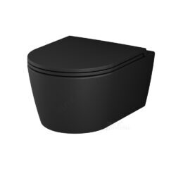 Унитаз подвесной горизонтальный выпуск с сиденьем дюропласт микролифт черный матовый Func AM.PM C8F1700MBSC