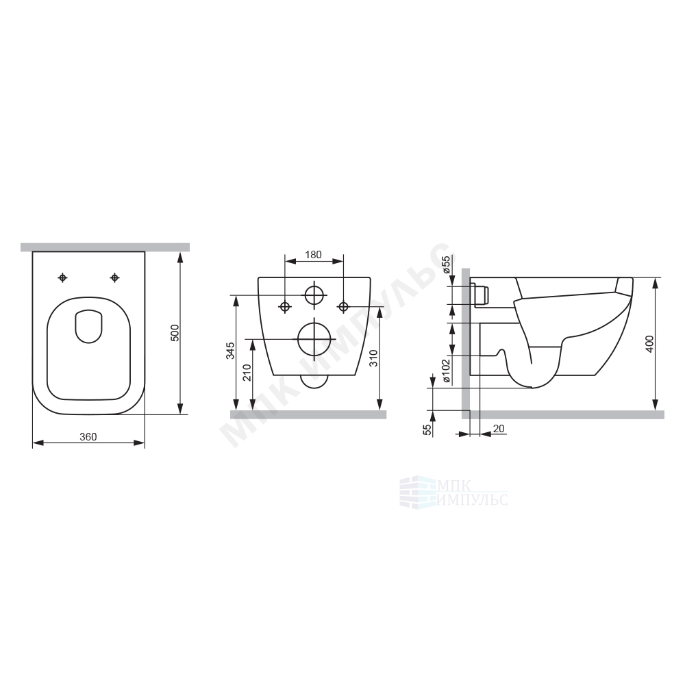 Унитаз подвесной горизонтальный выпуск с сиденьем дюропласт микролифт белый Gem AM.PM C901701SC — изображение 2