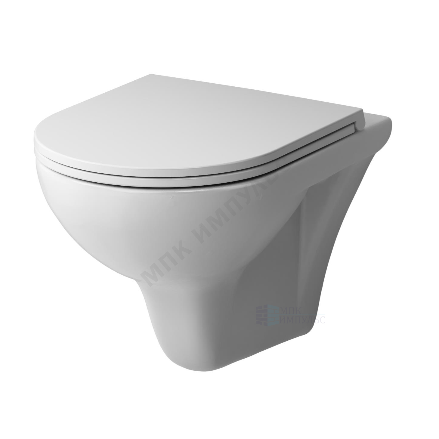 Унитаз подвесной горизонтальный выпуск с сиденьем дюропласт микролифт белый Gem AM.PM C901700SC