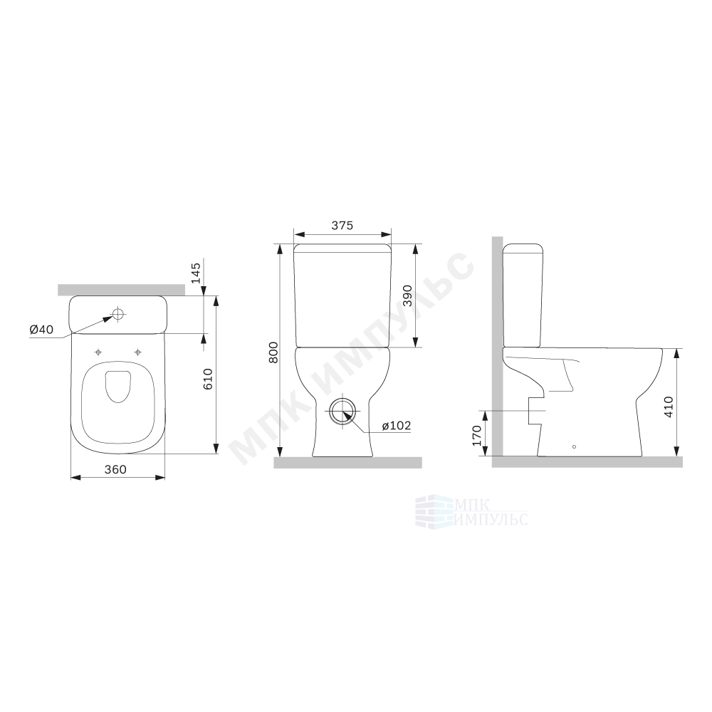 Унитаз-компакт горизонтальный выпуск нижний подвод с арматурой 2/реж слив кнопка с сиденьем дюропласт микролифт белый Sunny AM.PM C85C8601SC — изображение 2