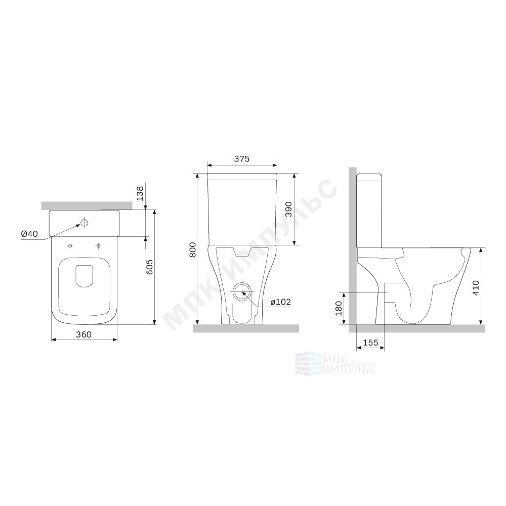 Унитаз-компакт горизонтальный выпуск нижний подвод с арматурой 2/реж слив кнопка с сиденьем дюропласт микролифт белый Gem AM.PM C908601SC — изображение 2