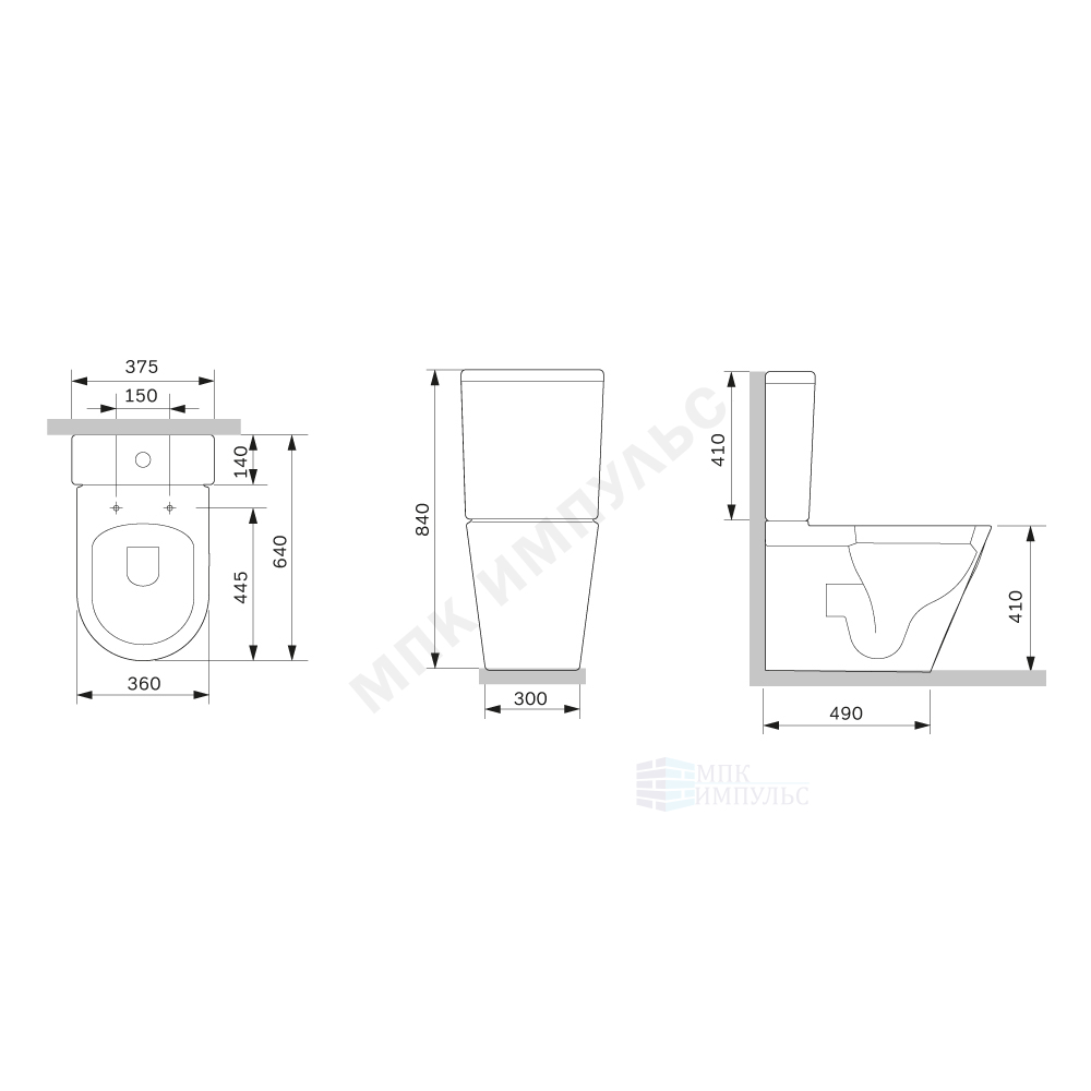Унитаз-компакт горизонтальный выпуск нижний подвод с арматурой 2/реж слив кнопка с сиденьем дюропласт микролифт белый Func AM.PM C8F8600SC — изображение 2