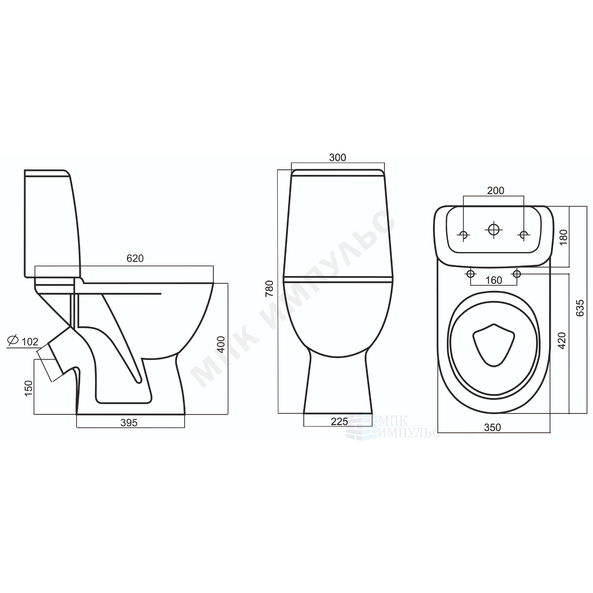 Унитаз-компакт косой выпуск нижний подвод с арматурой 2/реж слив кнопка с сиденьем дюропласт микролифт белый Origin One AM.PM 818607SC — изображение 2