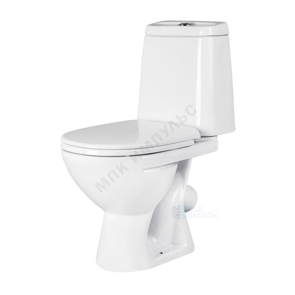 Унитаз-компакт косой выпуск нижний подвод с арматурой 2/реж слив кнопка с сиденьем дюропласт микролифт белый Origin One AM.PM 818607SC